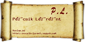 Pócsik Lóránt névjegykártya